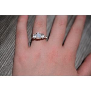 Opal Ring, Unique Engagement Jewelry, Handmade Diamond Ring, Wedding Band